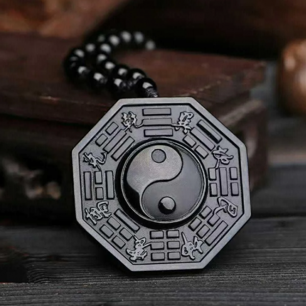 Obsidian Yin Yang necklace 6