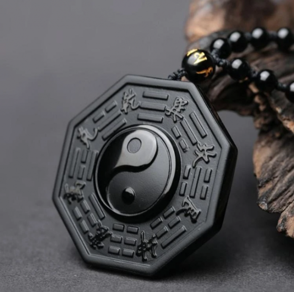 Obsidian Yin Yang necklace 5