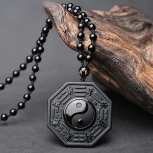 Obsidian Yin Yang necklace